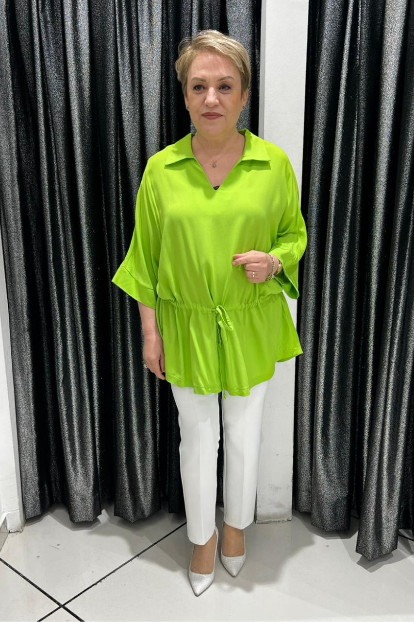 Selma Büyük Beden Büzgü Detaylı Bluz