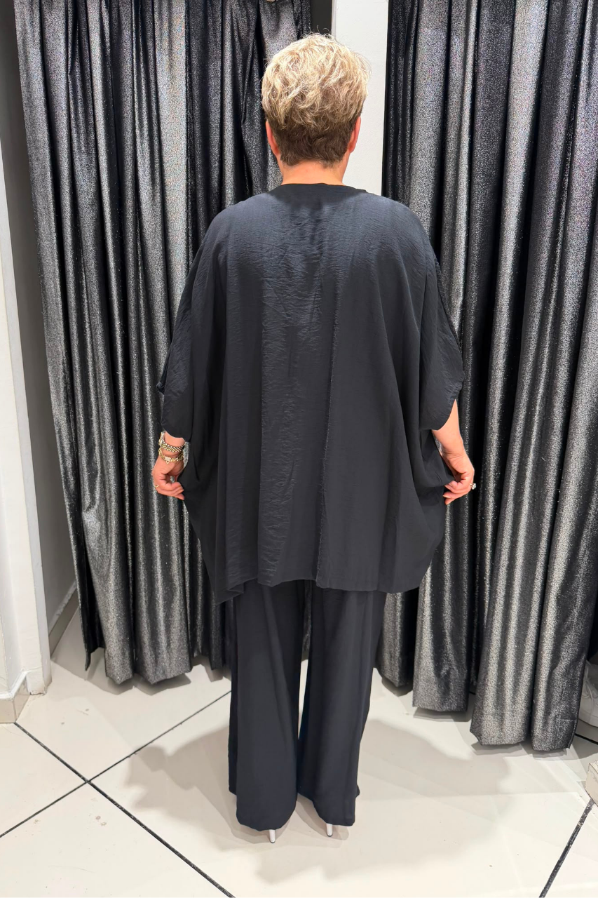 Selma Büyük Beden Çiçek Aplikeli Dantel Detaylı İkili Takım