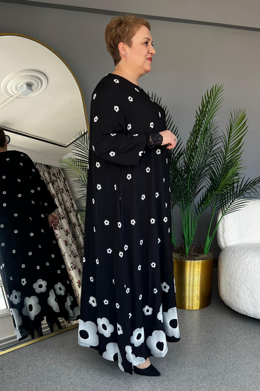 Selma Büyük Beden Çiçek Desenli Elbise