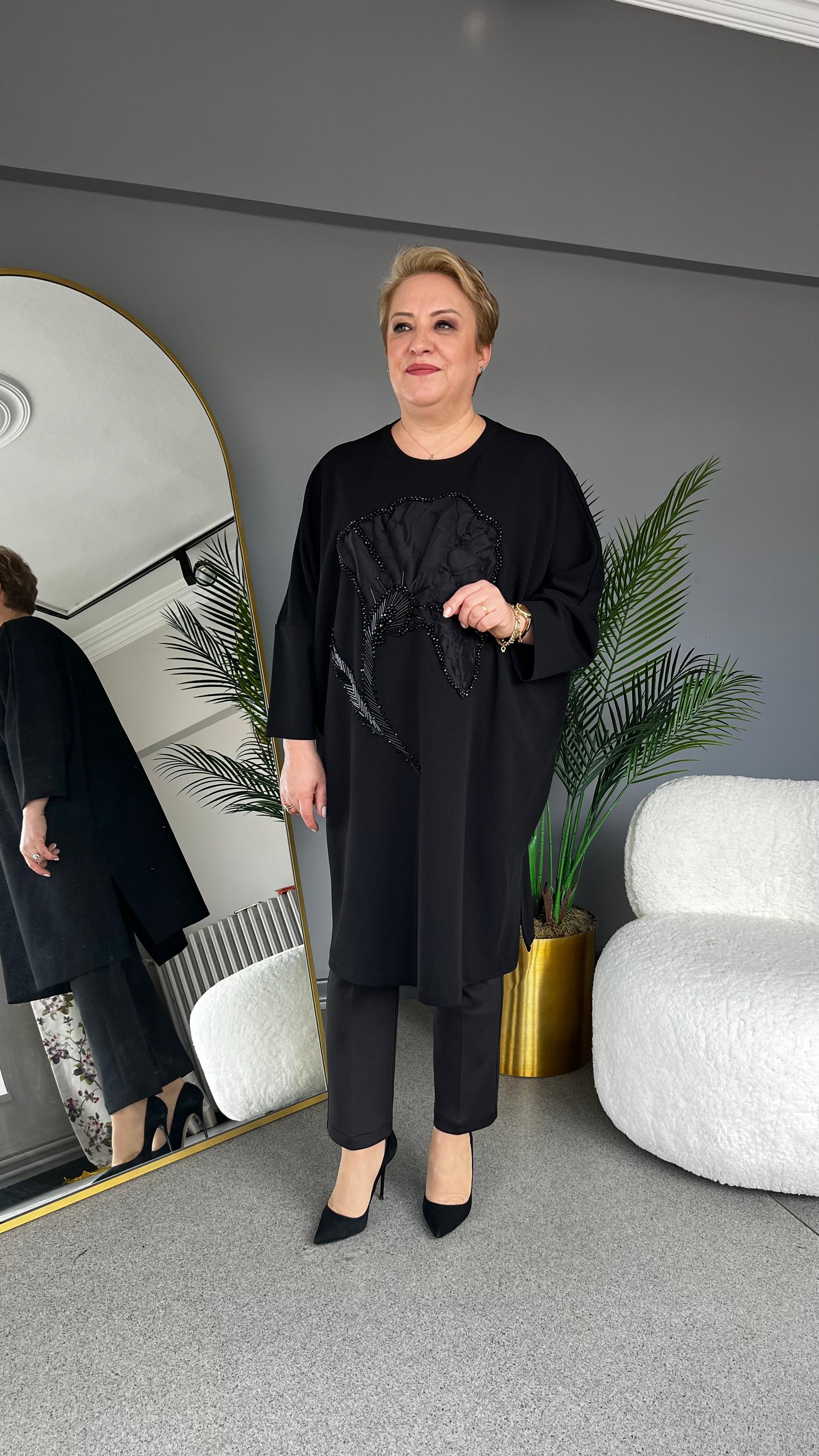 Selma Büyük Beden Çiçek Desenli Tunik