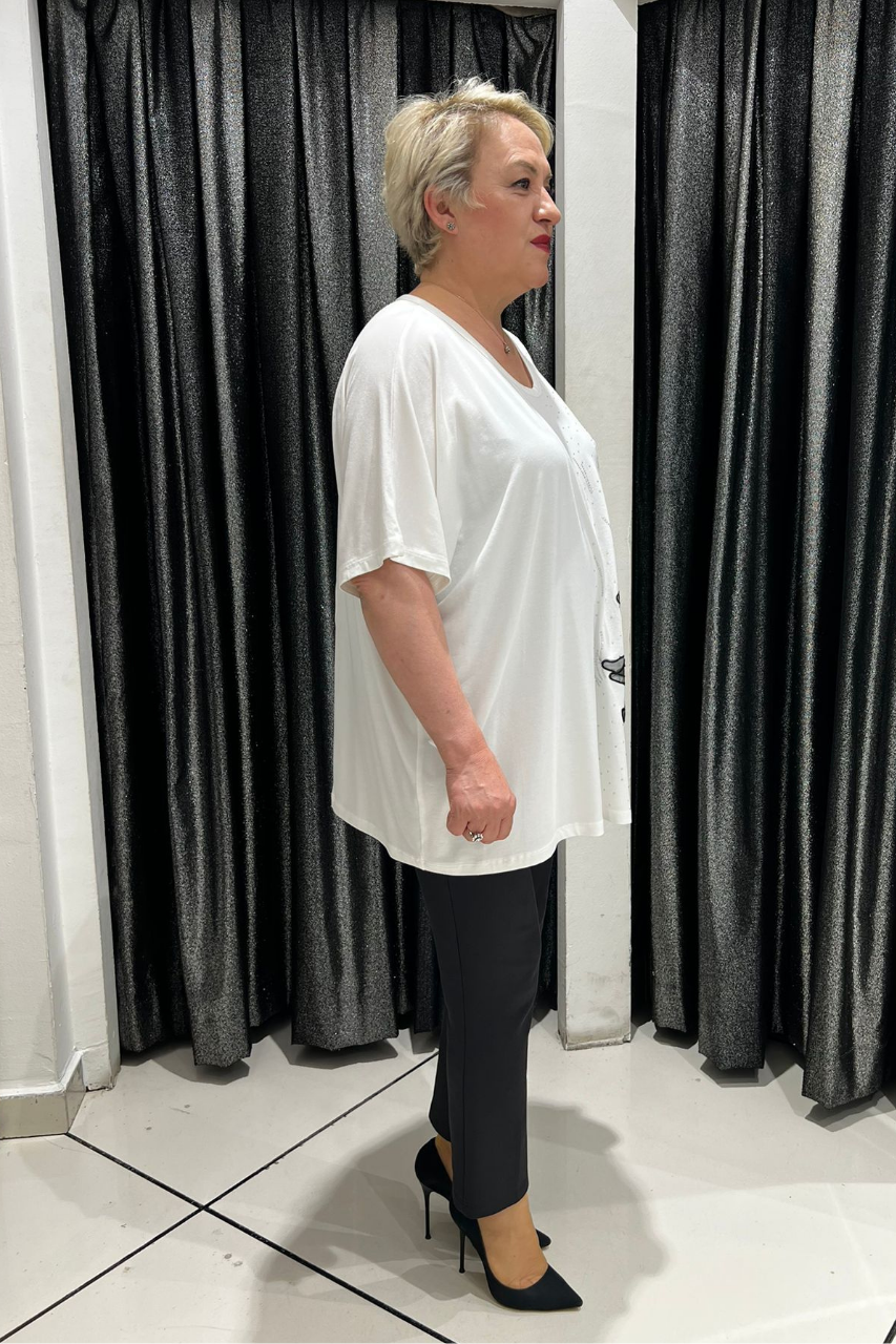 Selma Büyük Beden Çiçek İşlemeli Bluz