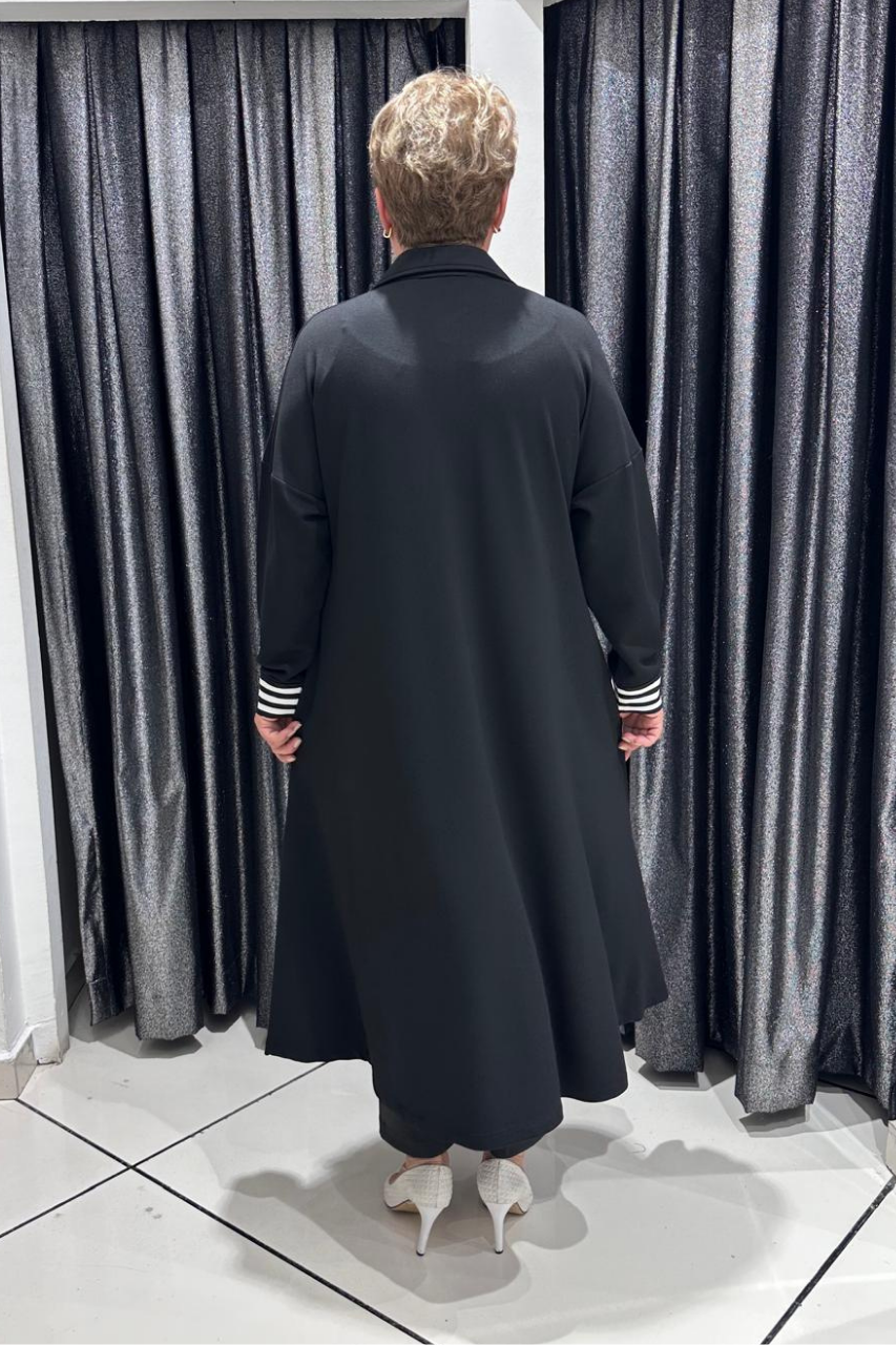 Selma Büyük Beden Çizgili Detaylı Elbise
