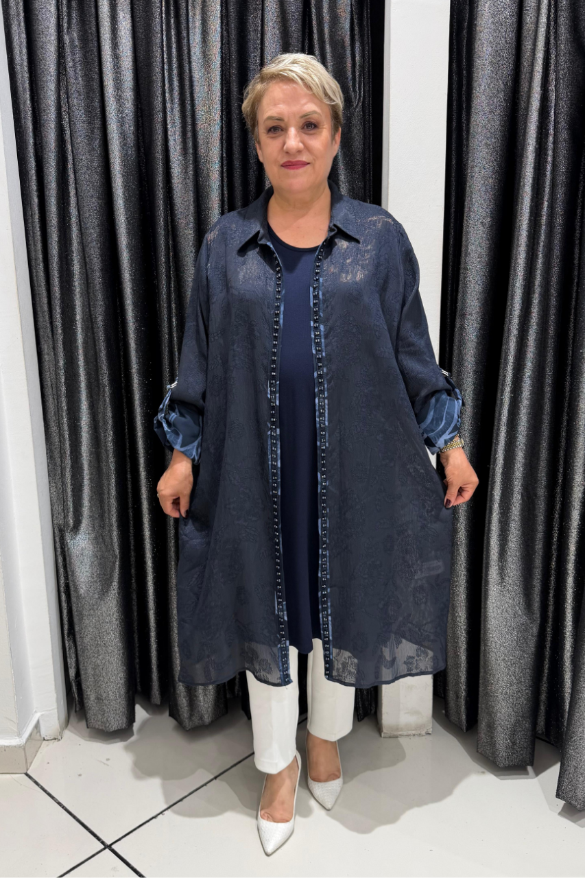 Selma Büyük Beden Dekoratif Detaylı İçli Dışlı Takım