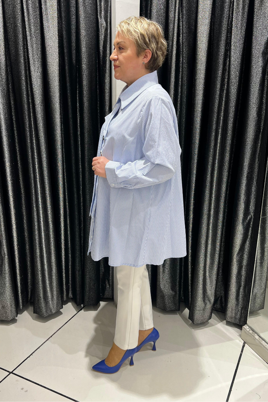Selma Büyük Beden Dekoratif Detaylı Oversize Koton Gömlek