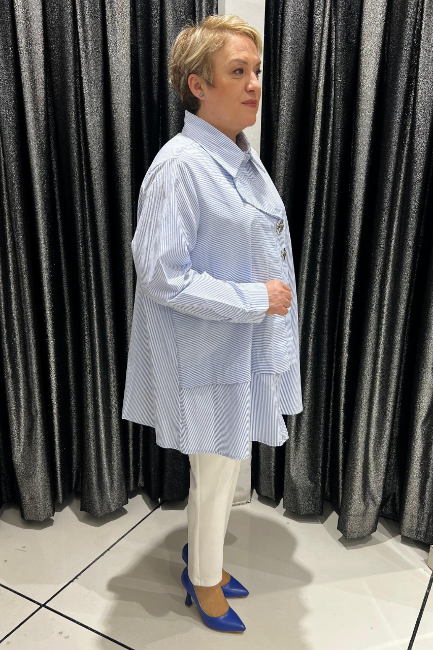 Selma Büyük Beden Dekoratif Detaylı Oversize Koton Gömlek