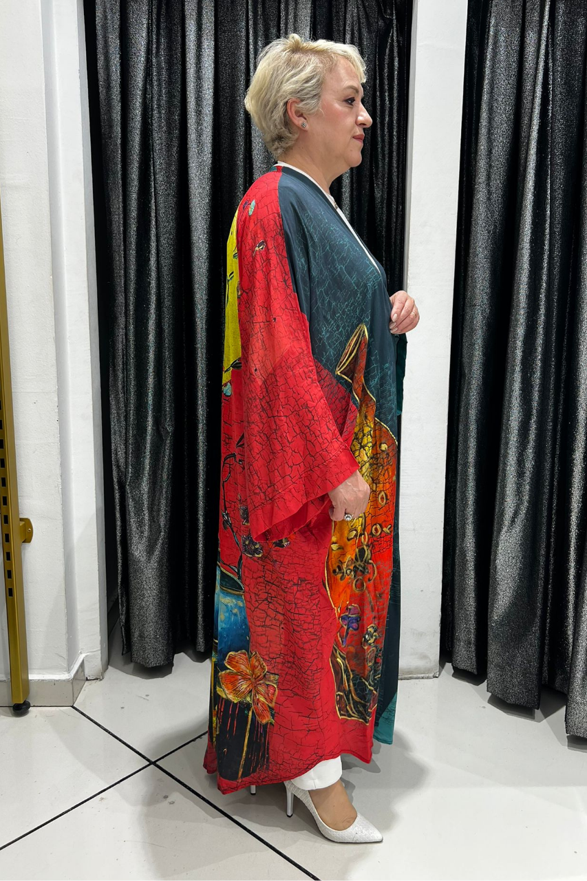 Selma Büyük Beden Desenli Kimono