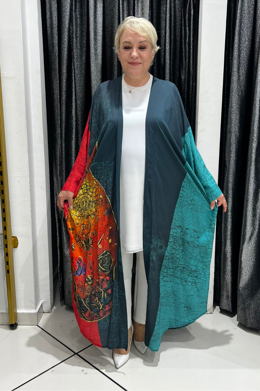 Selma Büyük Beden Desenli Kimono