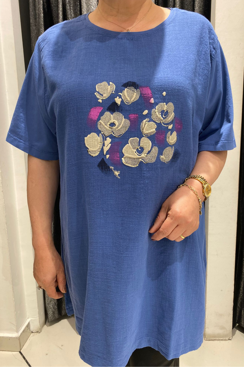 Selma Büyük Beden Desenli T-Shirt