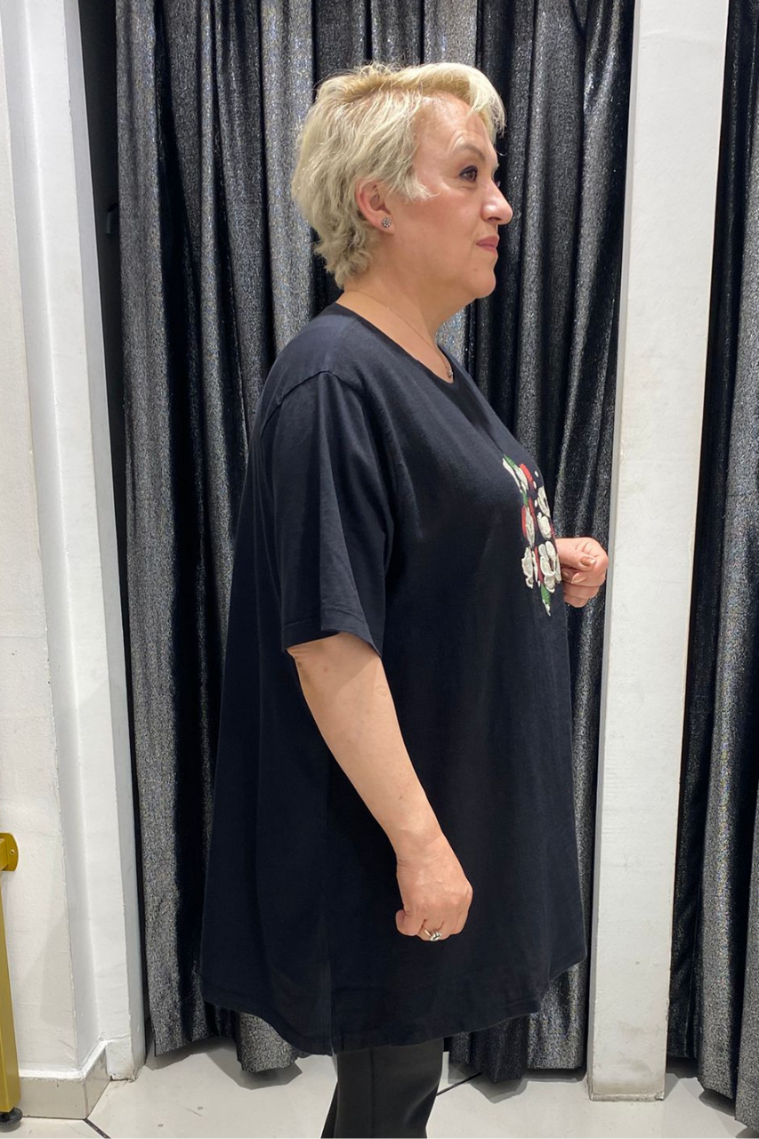 Selma Büyük Beden Desenli T-Shirt