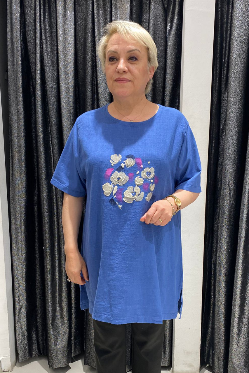 Selma Büyük Beden Desenli T-Shirt