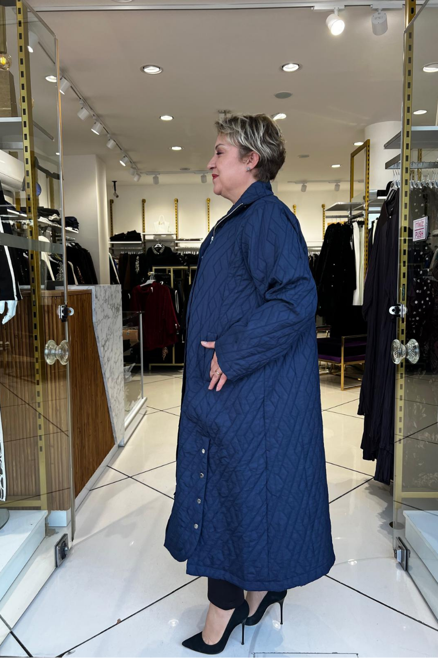 Selma Büyük Beden Dik Yaka Kapitone Kap