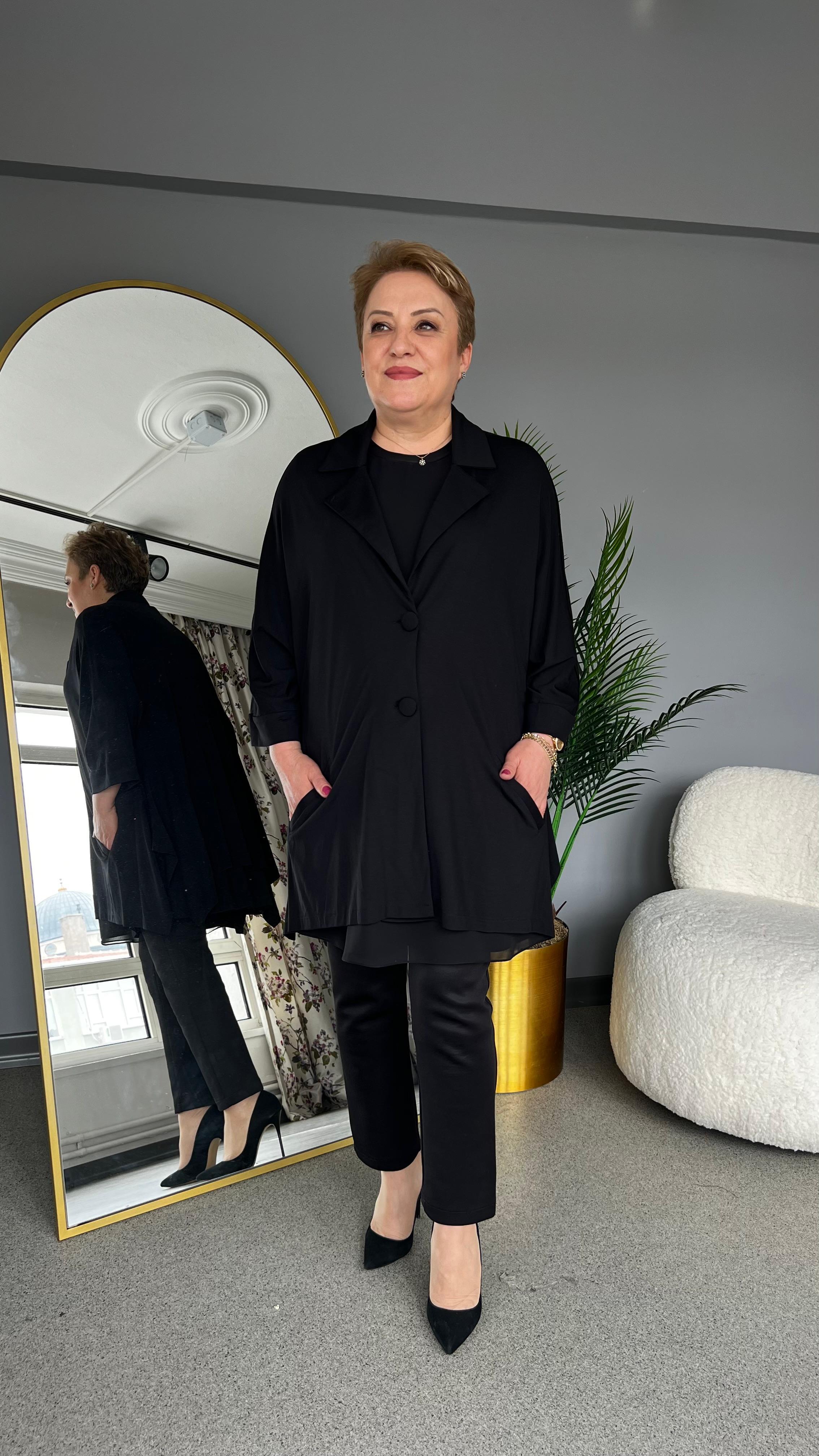 Selma Büyük Beden Dökümlü Ceket