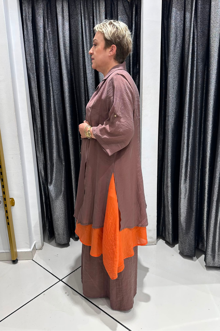 Selma Büyük Beden Düğmeli Katmanlı Takım