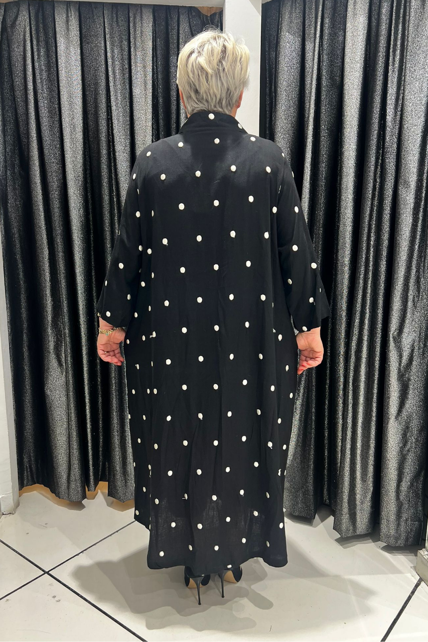 Selma Büyük Beden Düğmeli Polkadot Gömlek Elbise