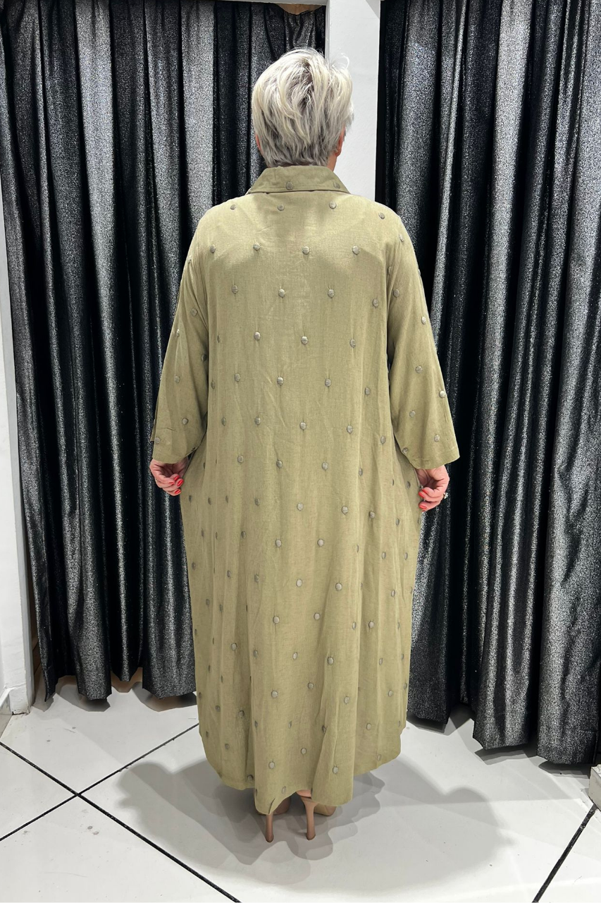 Selma Büyük Beden Düğmeli Polkadot Gömlek Elbise