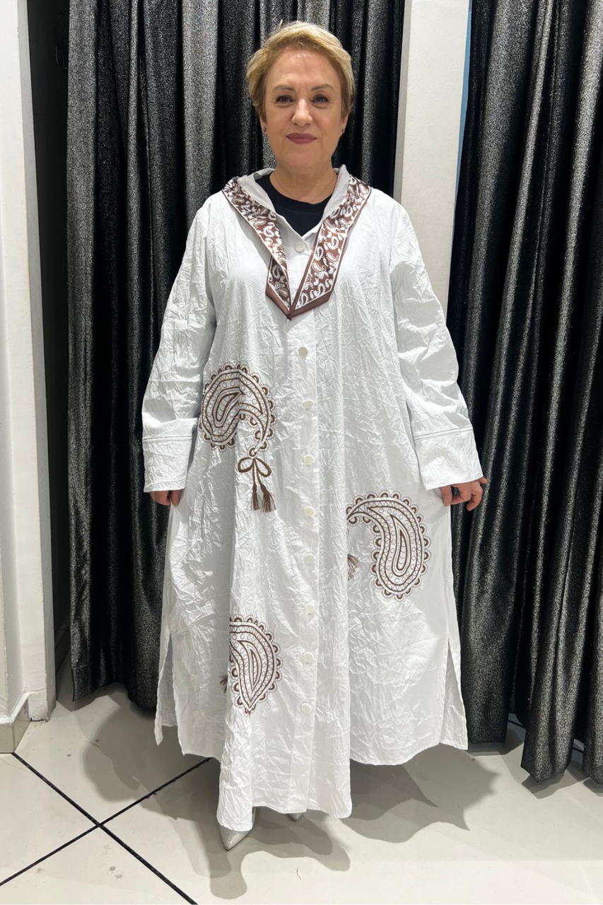Selma Büyük Beden Düğmeli Tasarım Uzun Kap