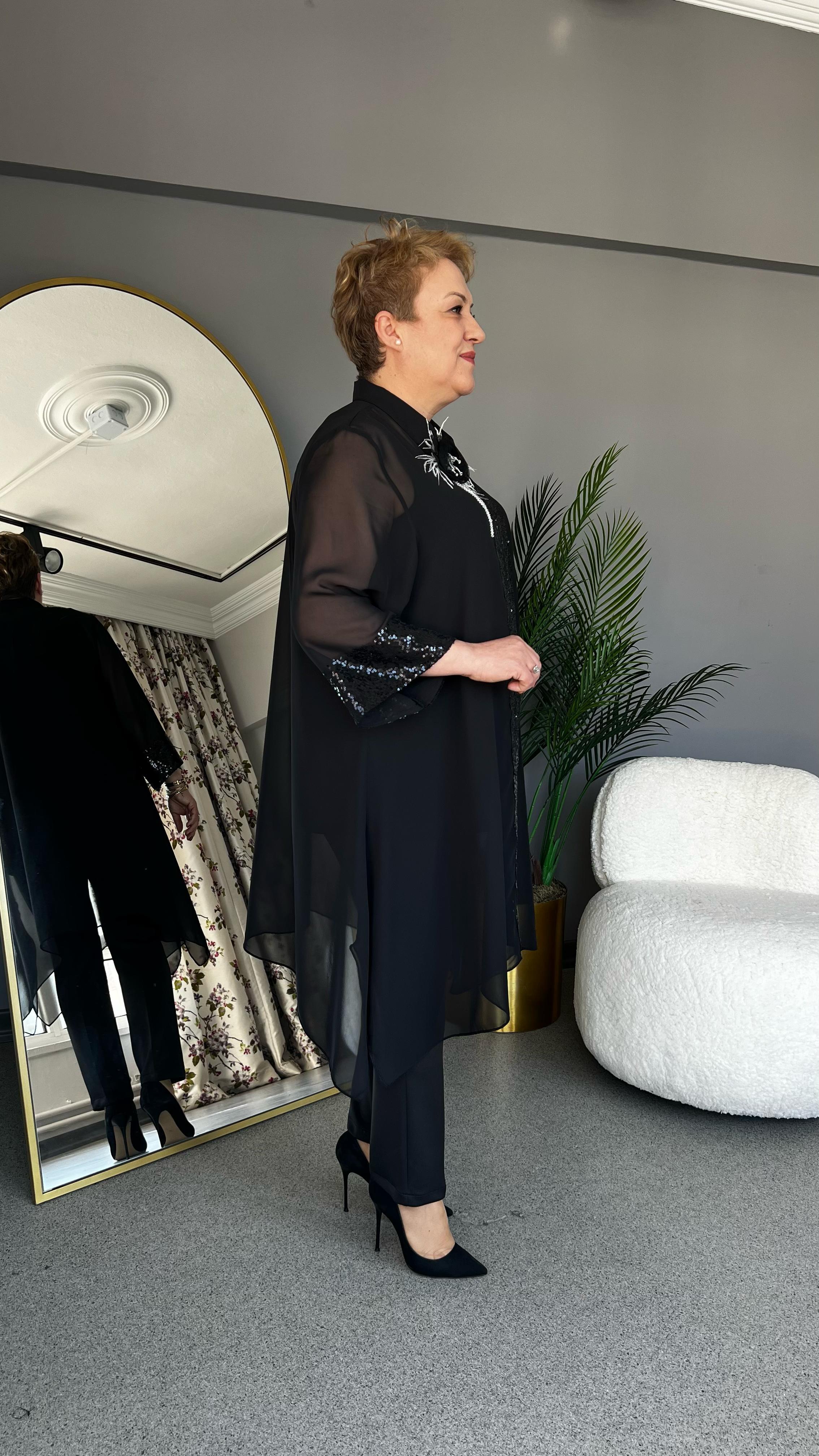 Selma Büyük Beden Fermuarlı İçli Dışlı Takım