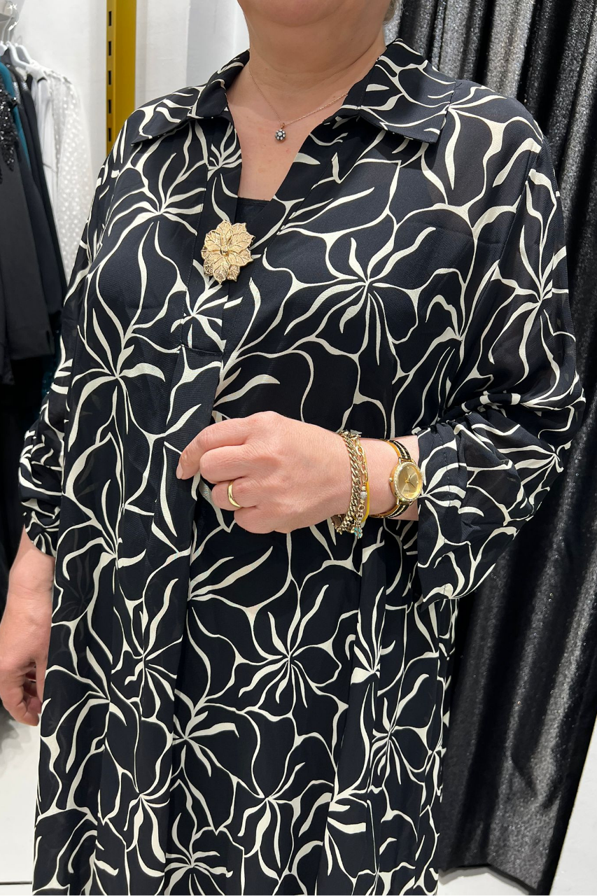 Selma Büyük Beden Floral Desenli Altlı Üstlü Takım