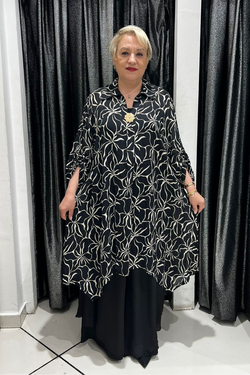 Selma Büyük Beden Floral Desenli Altlı Üstlü Takım