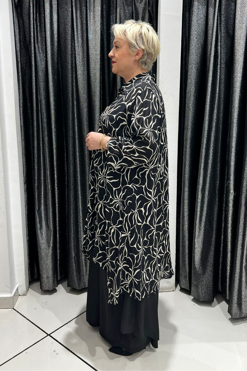 Selma Büyük Beden Floral Desenli Altlı Üstlü Takım