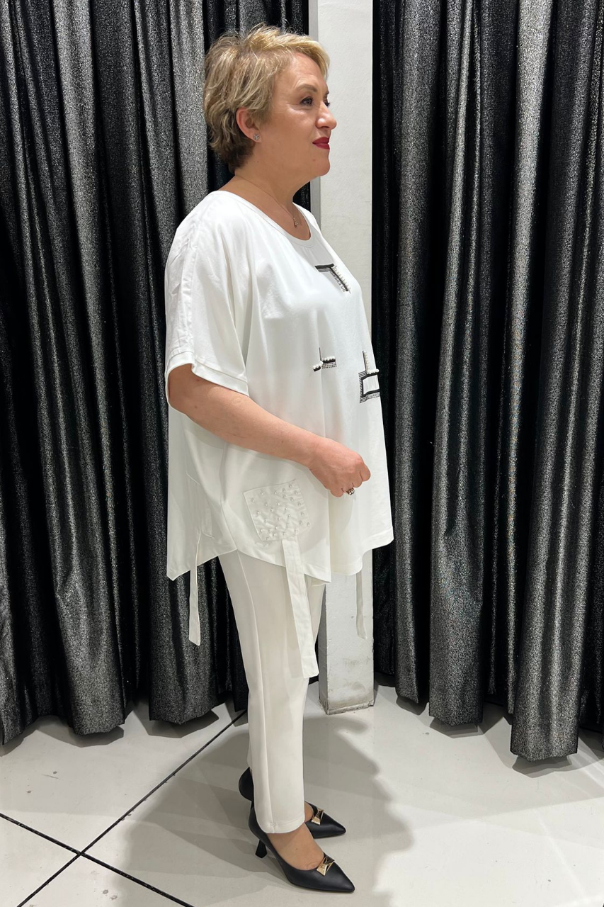 Selma Büyük Beden Geometrik Desenli Tunik