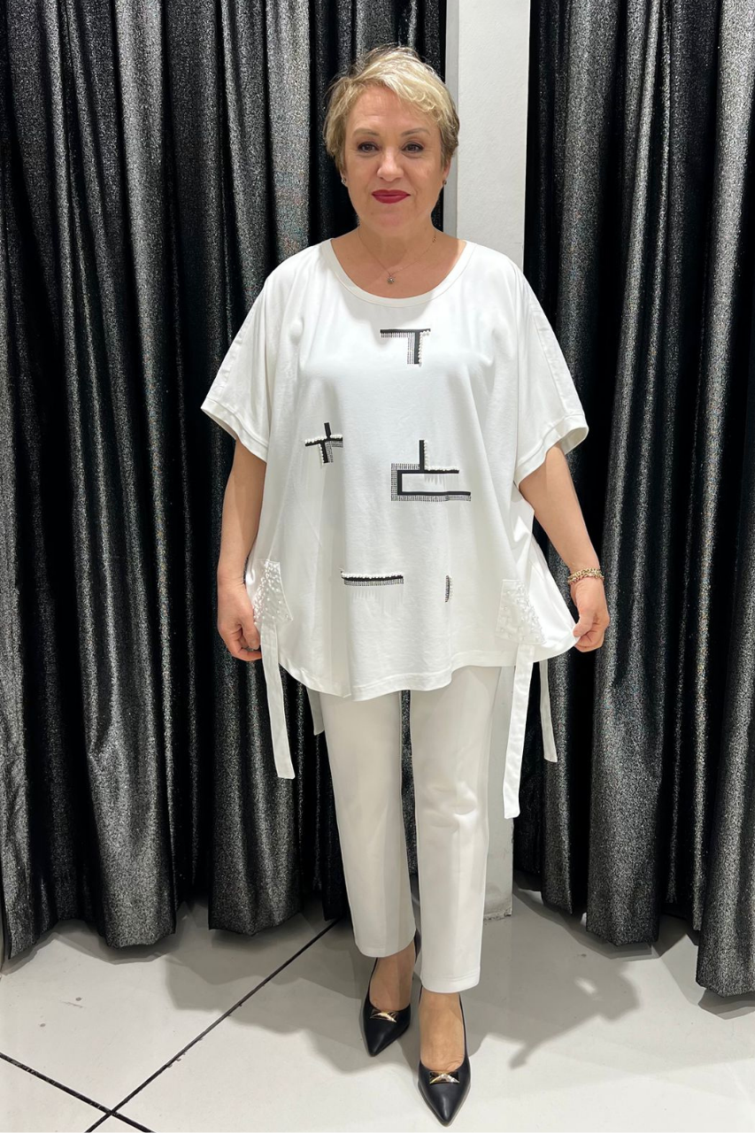 Selma Büyük Beden Geometrik Desenli Tunik