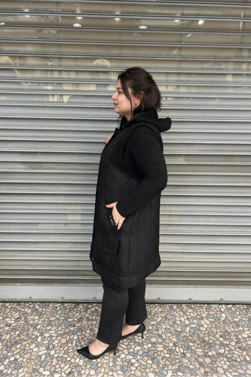 Selma Büyük Beden Gizli Fermuarlı Çıtçıtlı Yelek