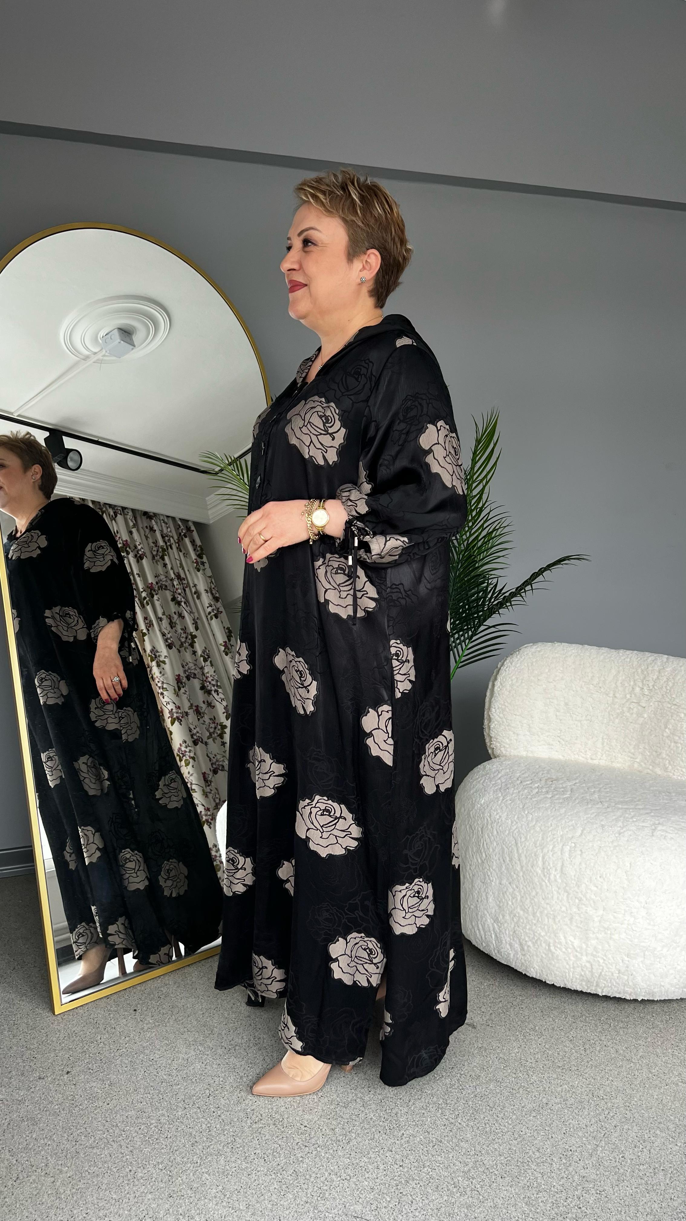 Selma Büyük Beden Gül Desenli Elbise