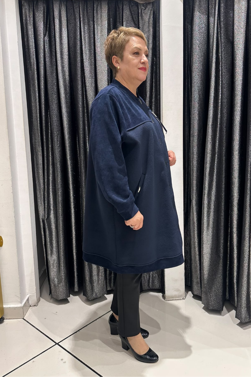 Selma Büyük Beden Hakim Yaka Çıtçıt Kapamalı Örme Kaşe Kap
