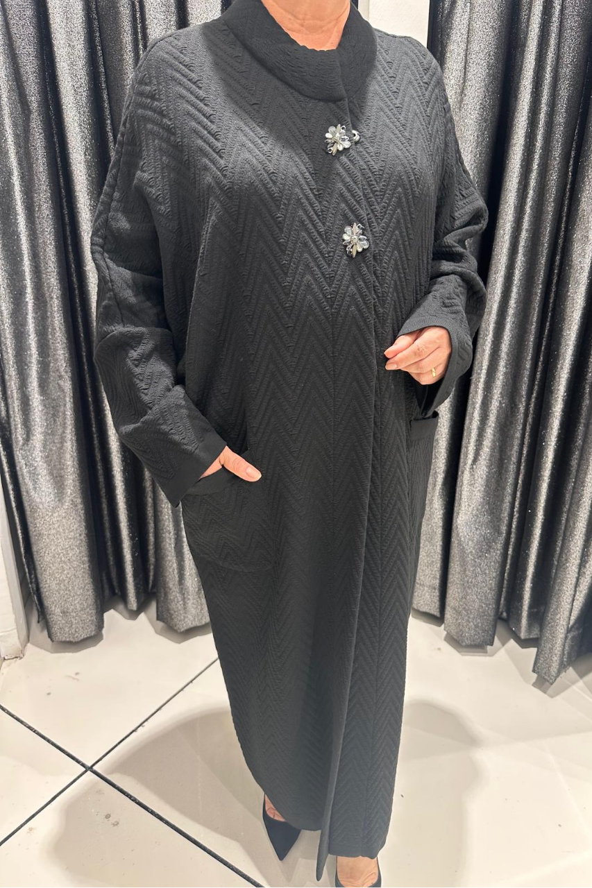 Selma Büyük Beden Hakim Yaka Triko Kap Modeli
