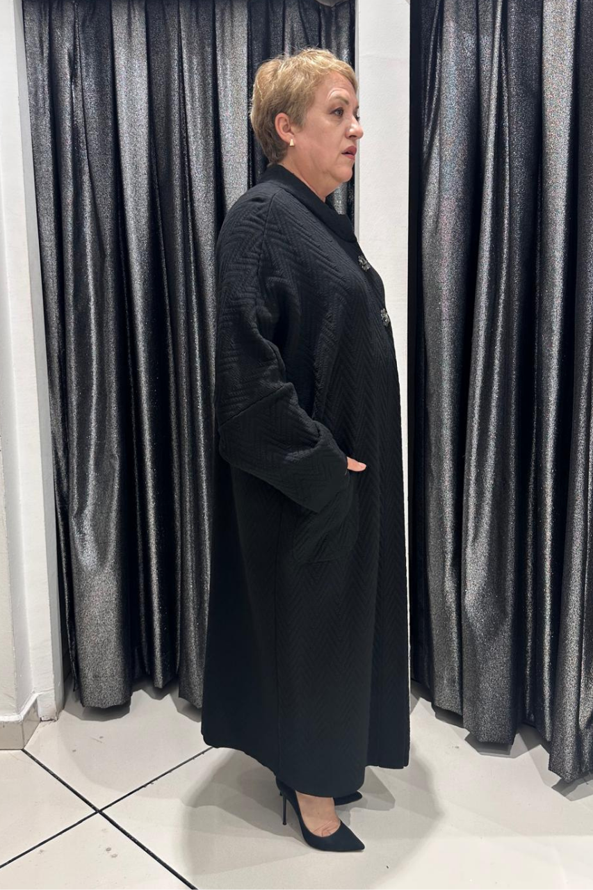 Selma Büyük Beden Hakim Yaka Triko Kap Modeli