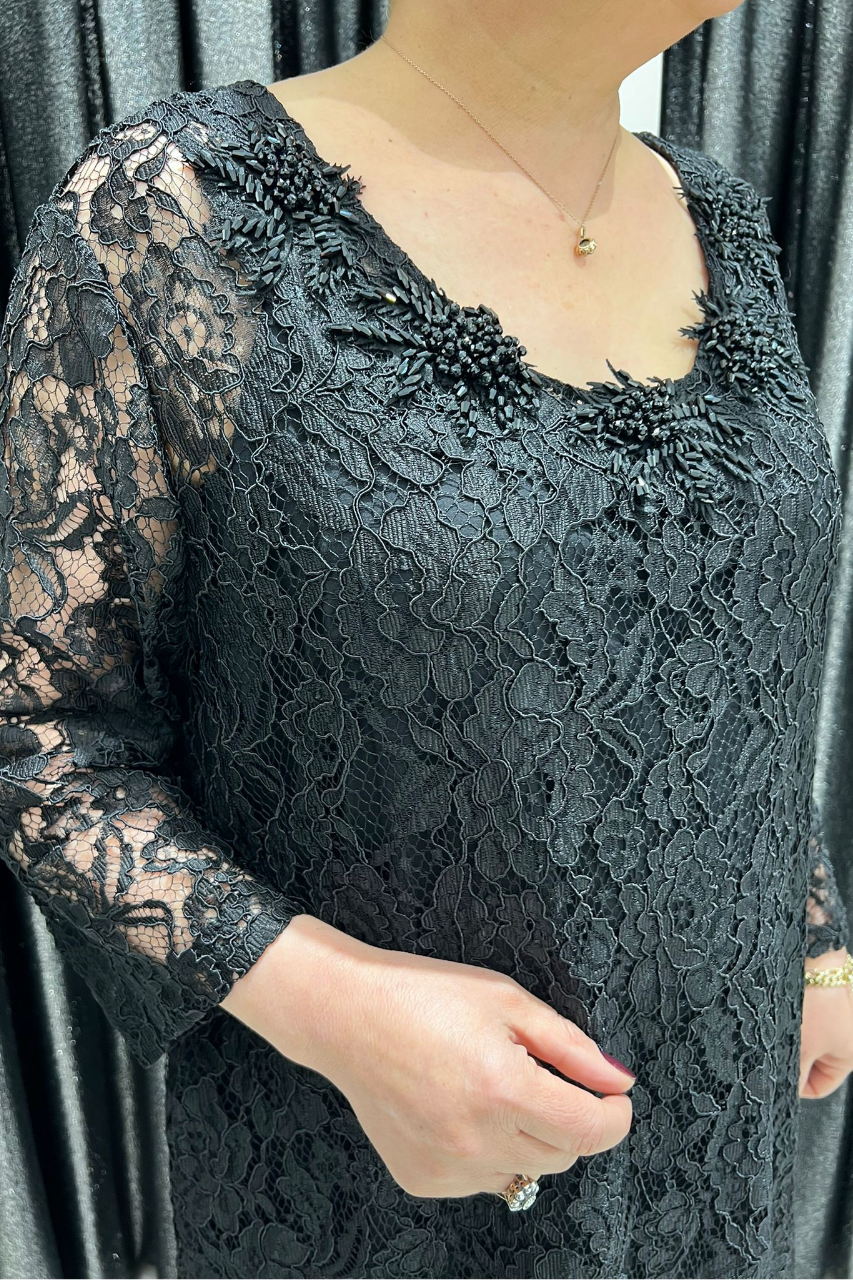 Selma Büyük Beden İç Elbiseli Dantel Takım