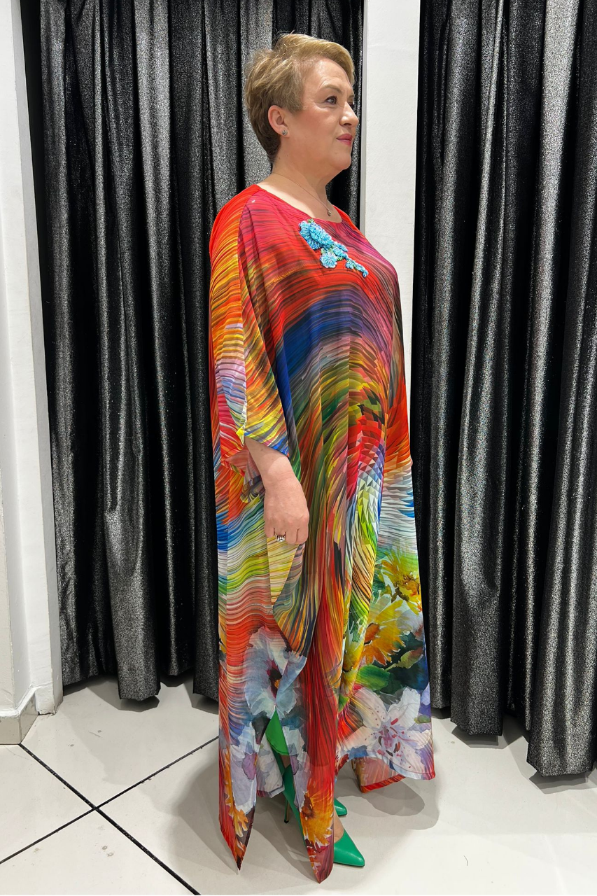 Selma Büyük Beden İçlikli Şifon Elbise Kombini