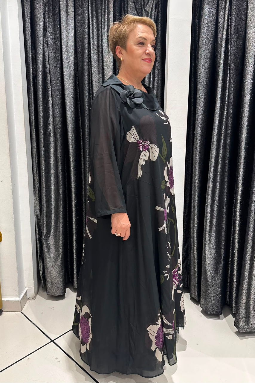 Selma Büyük Beden İçlikli Şifon Krep Elbise