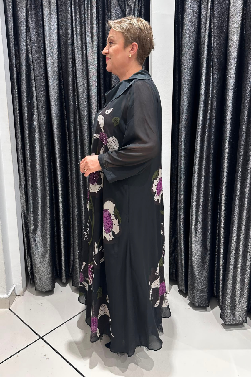 Selma Büyük Beden İçlikli Şifon Krep Elbise
