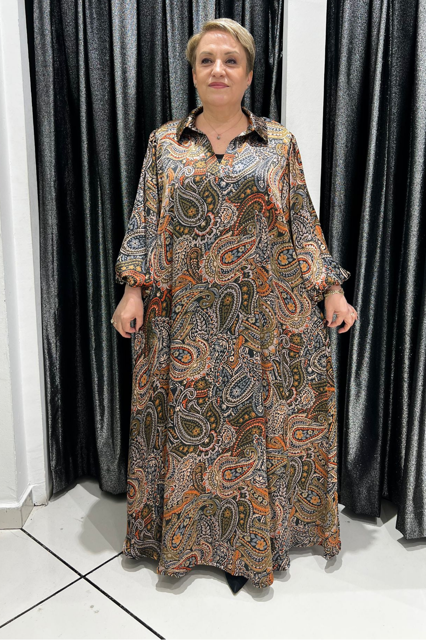 Selma Büyük Beden İkili Takım – Siyah İçlik ve Saten Elbise