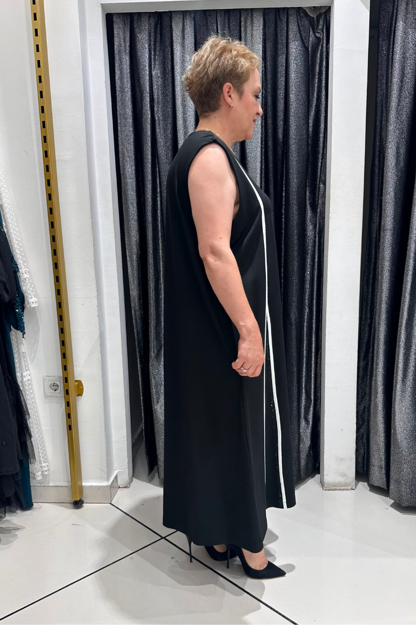 Selma Büyük Beden İnce Çelik Kumaş Elbise Üzeri Hırka Modeli