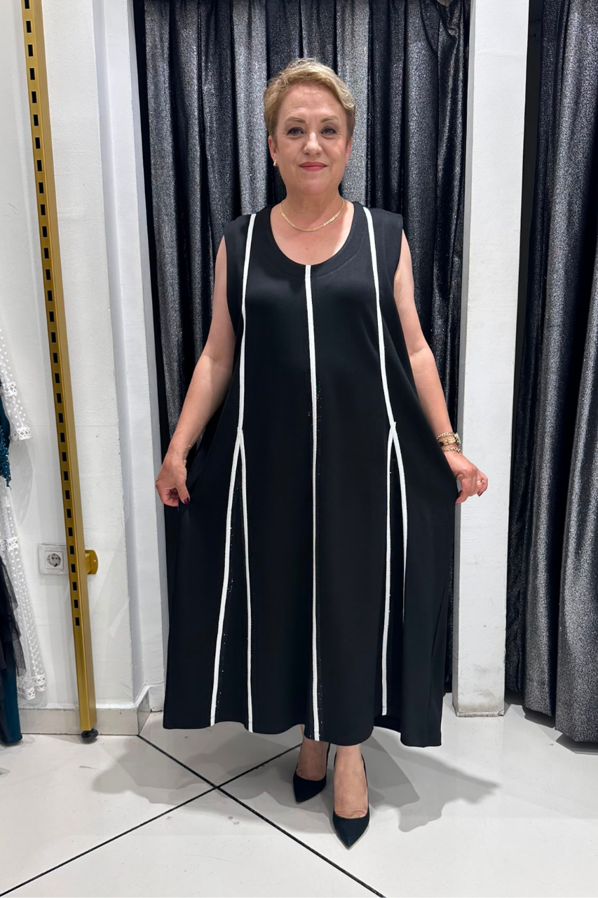 Selma Büyük Beden İnce Çelik Kumaş Elbise Üzeri Hırka Modeli