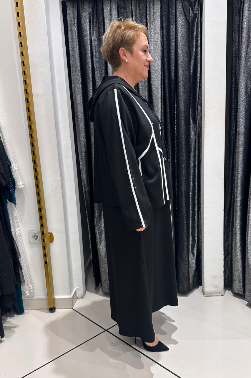 Selma Büyük Beden İnce Çelik Kumaş Elbise Üzeri Hırka Modeli
