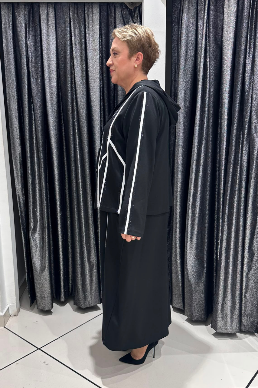 Selma Büyük Beden İnce Çelik Kumaş Elbise Üzeri Hırka Modeli