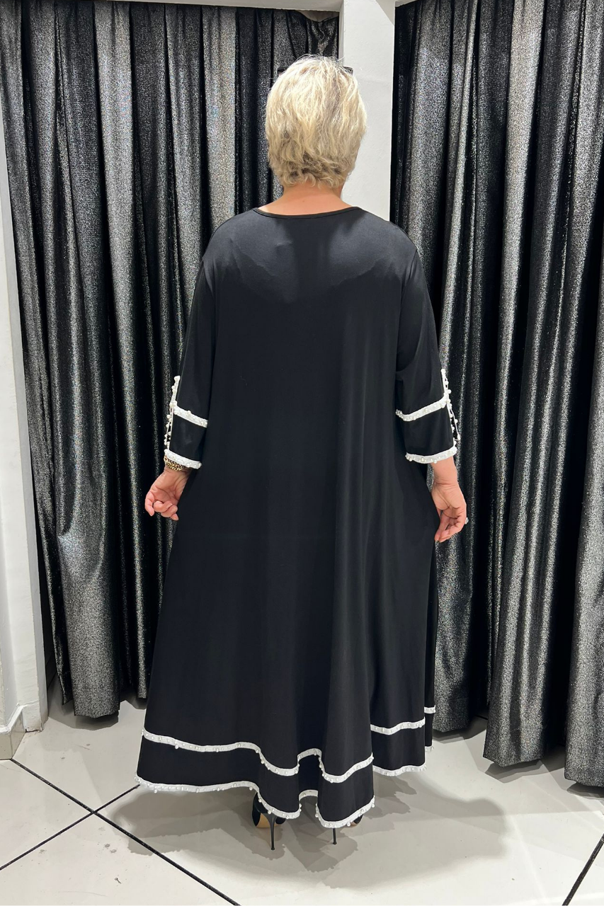 Selma Büyük Beden İnci Bantlı Elbise