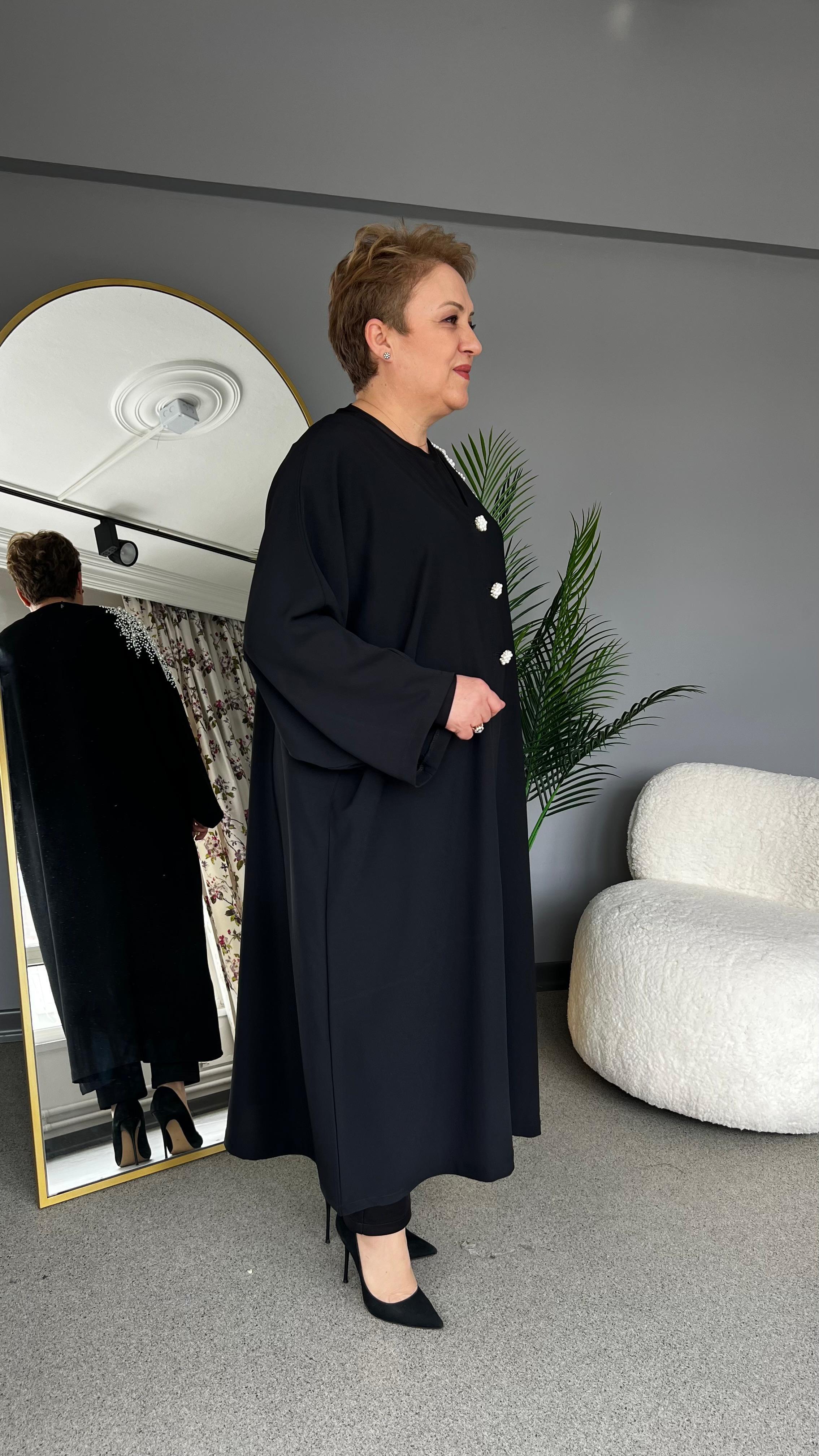Selma Büyük Beden İnci İşlemeli Elbise