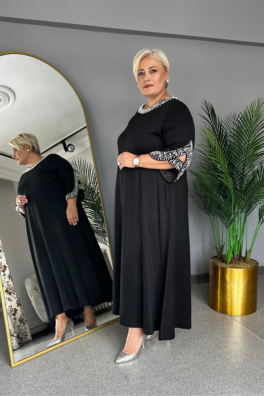 Selma Büyük Beden İncili Elbise