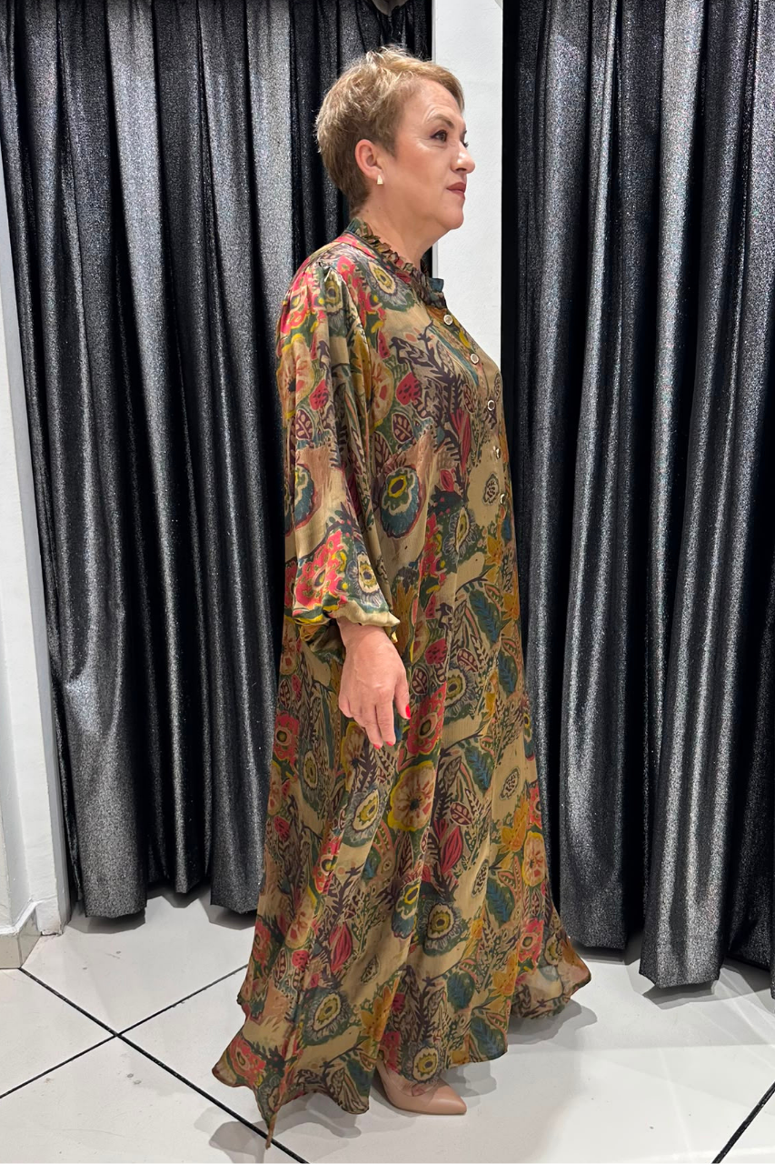 Selma Büyük Beden İpek Şifon Askılı İçlikli Elbise