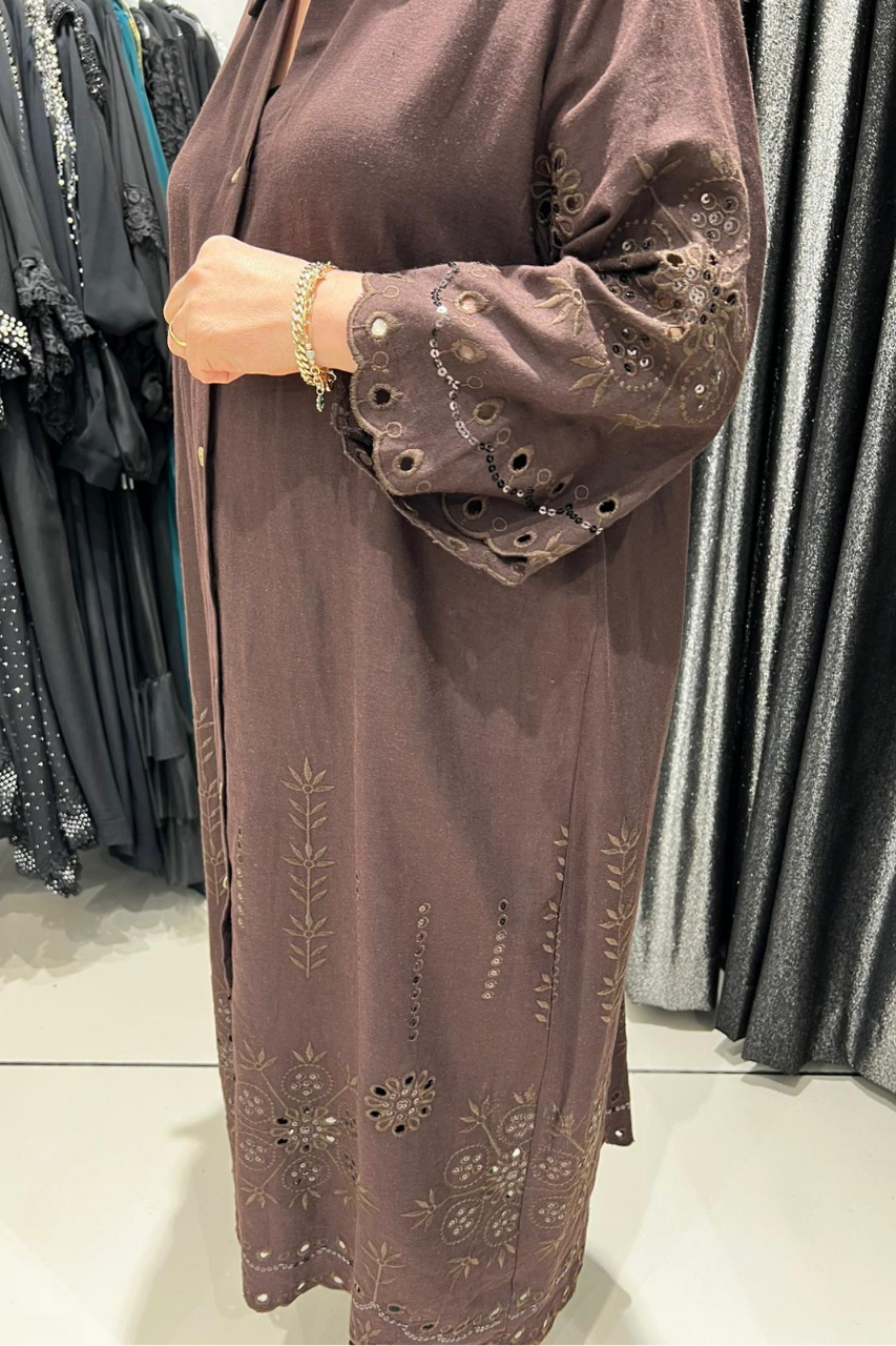 Selma Büyük Beden İşlemeli Gömlek Elbise