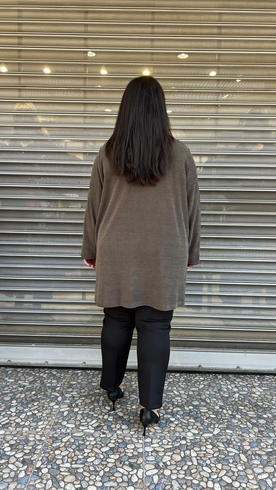 Selma Büyük Beden Kadife Gömlek