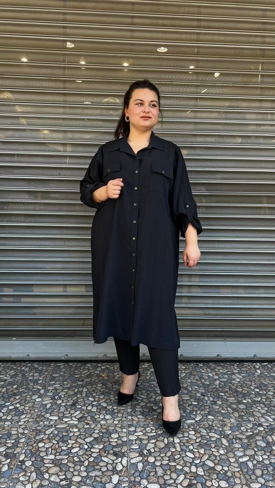 Selma Büyük Beden Kanvas Gömlek