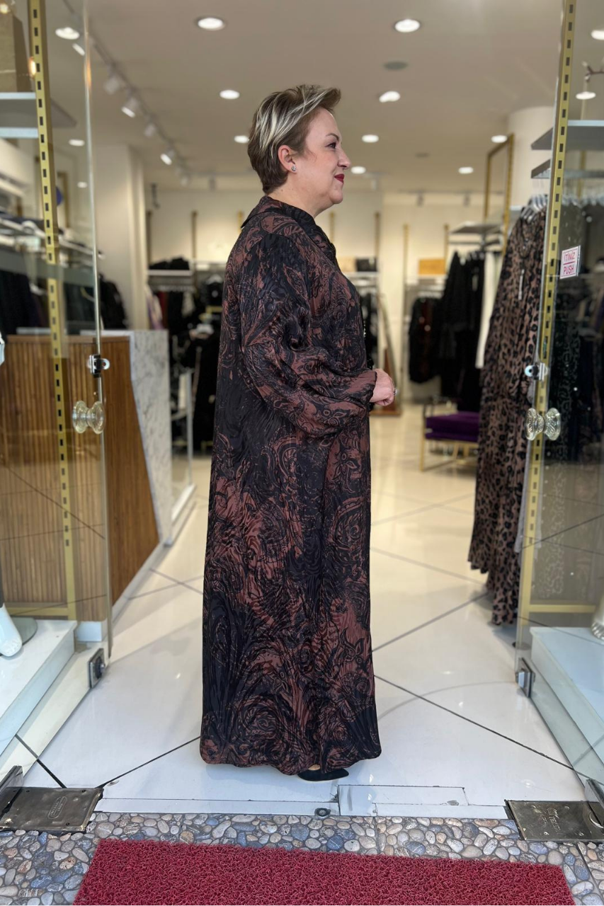 Selma Büyük Beden Kelebek Broşlu Şık Saten Elbise