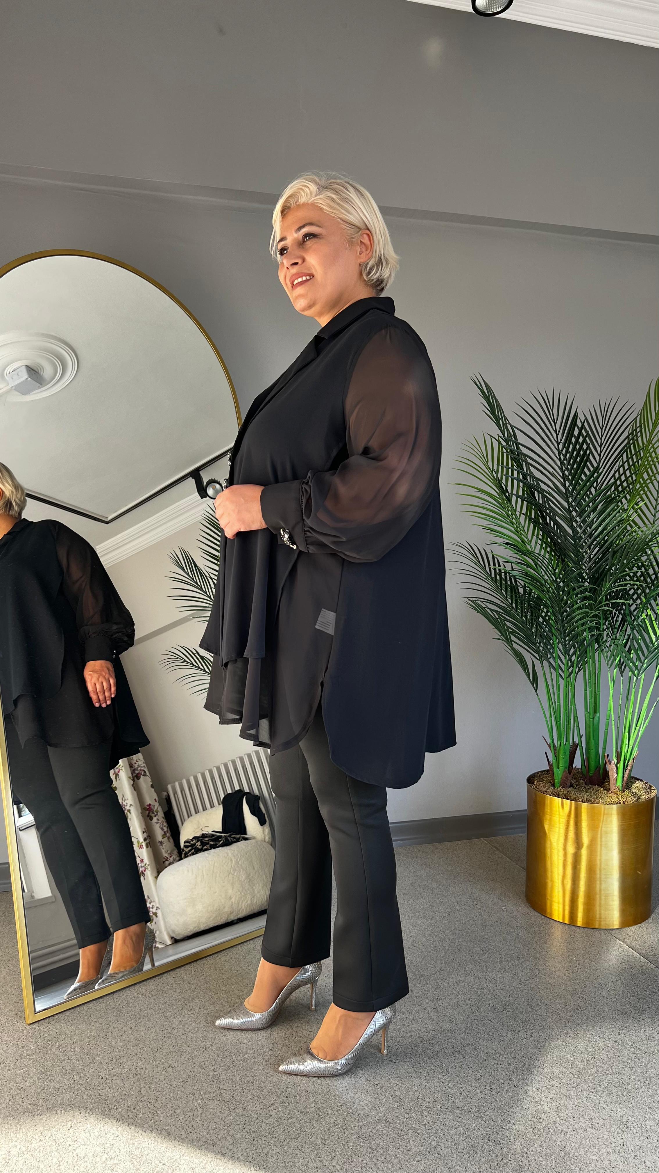Selma Büyük Beden Krep Şifon Ceket