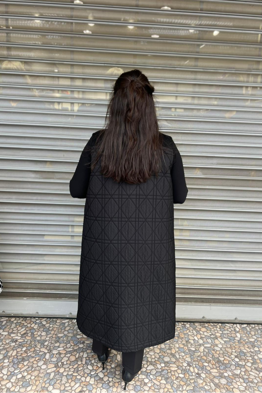 Selma Büyük Beden Kürk Detaylı Çıtçıtlı Yelek